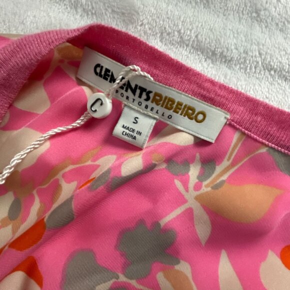 Clements Ribeiro Women’s Cardigan Sweater Small Pink Gray Striped Floral NWOT - Picture 3 of 7